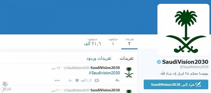 حساب الرؤية السعودية 2030 على تويتر