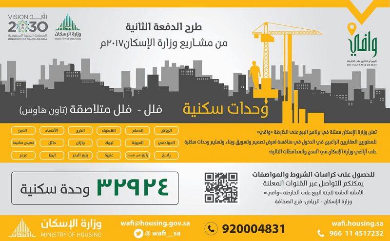 الإسكان: طرح 32924 وحدة سكنية
