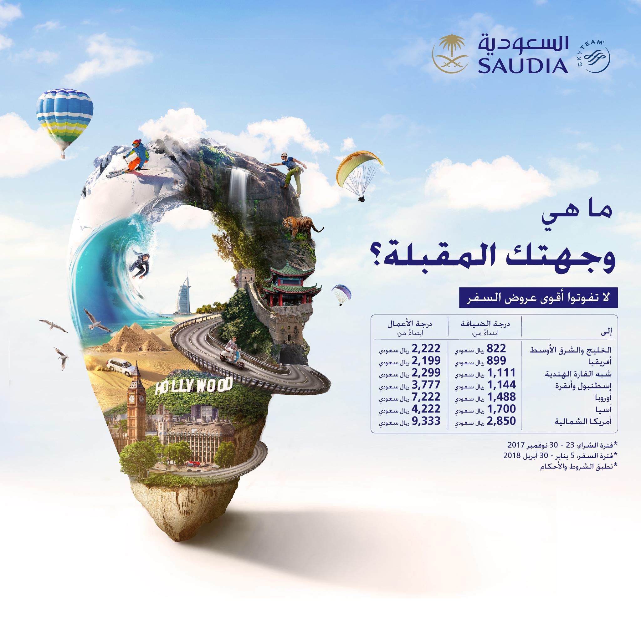 الخطوط السعودية تعلن عن عروض على شبكة رحلاتها الدولية