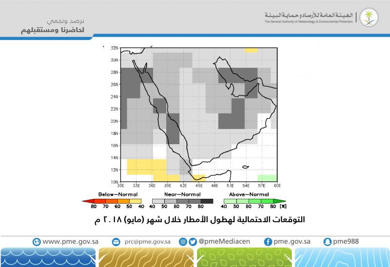 هيئة الأرصاد تصدر التوقعات الجوية لشهر رمضان 1439هـ
