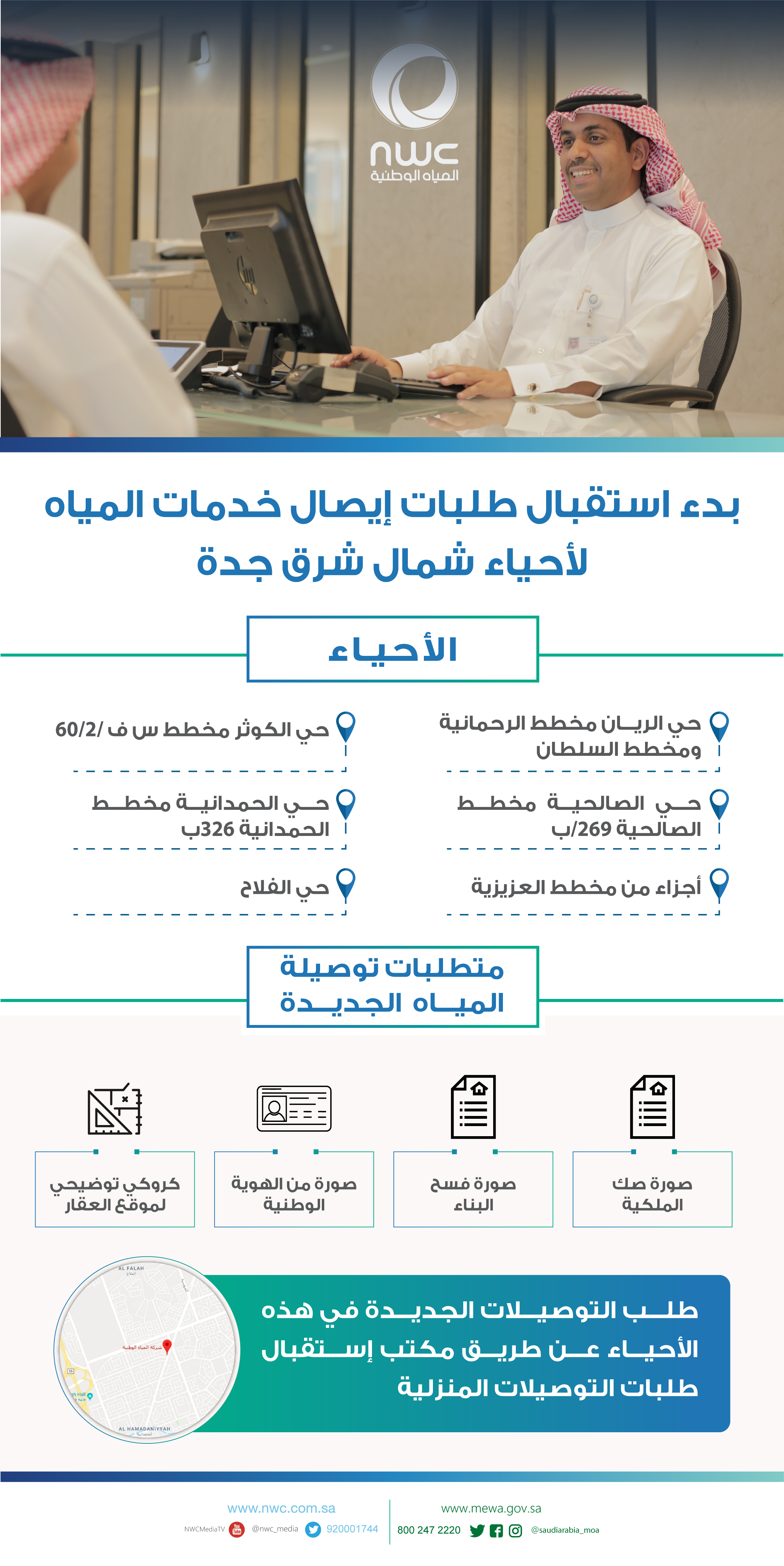 بدء استقبال طلبات إيصال خدمات المياه لأحياء شمال شرق جدة