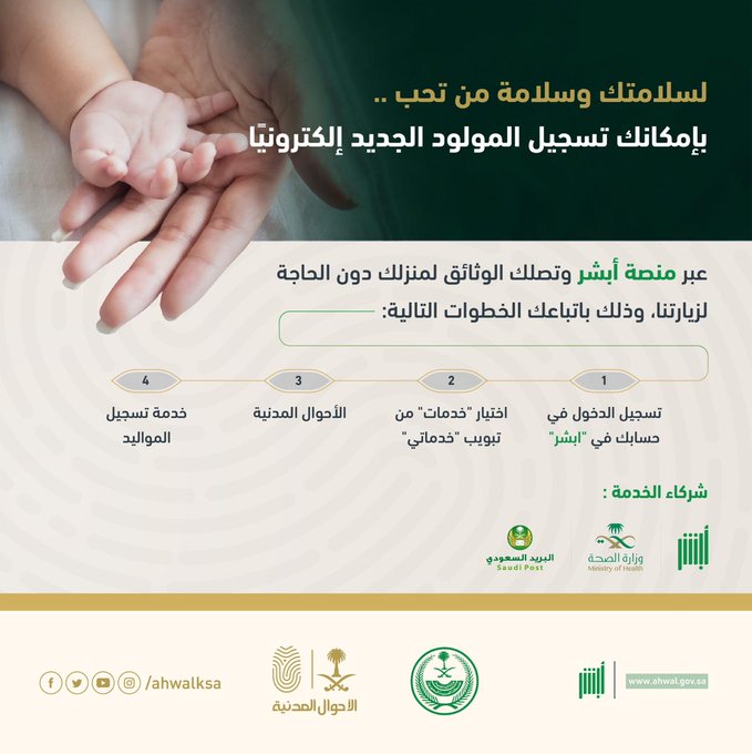 الأحوال المدنية تحدِّد طريقة الاستفادة من خدمة «تسجيل المواليد»