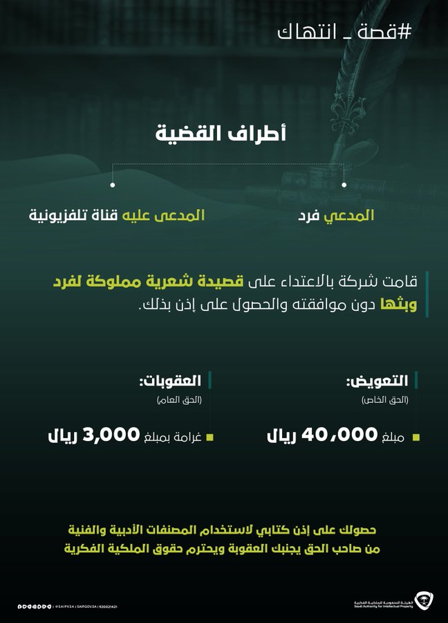 تغريم قناة تلفزيونية قامت بالاعتداء على قصيدة شعرية