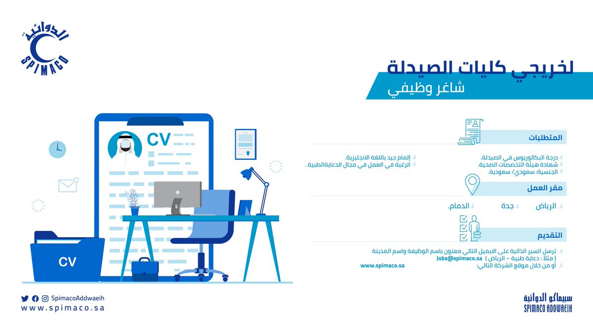 وظائف في شركة سبيماكو الدوائية لخريجي الصيدلة بعدة مدن بالمملكة