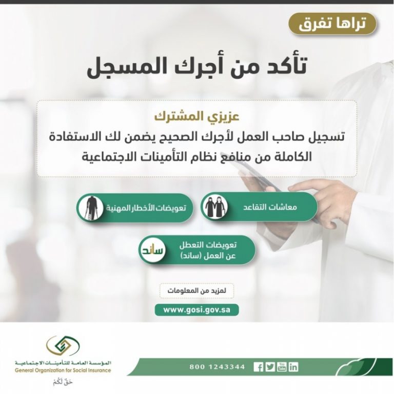 التأمينات: 3 خطوات لمعرفة الأجر المسجل ومدة الاشتراك