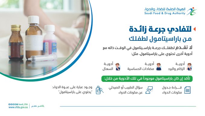 “الغذاء والدواء”: استخدام الـ “باراسيتامول” مع هذه الأدوية خطر على الأطفال
