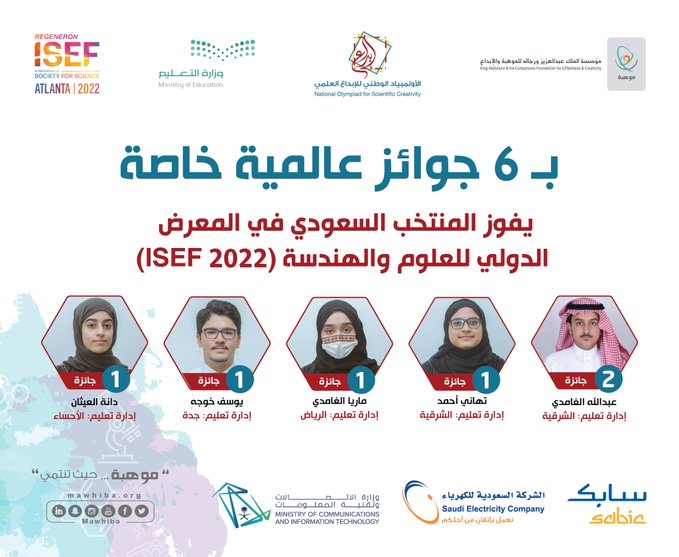 المملكة تفوز بـ 6 جوائز في آيسف 2022