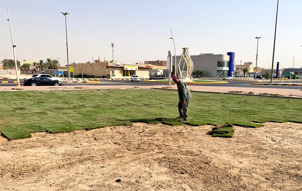 بلدية النعيرية تزرع (2000 م2) من المسطحات الخضراء بحديقة الملك عبد الله