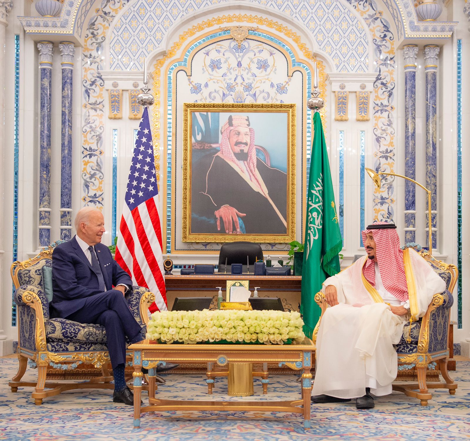 #خادم_الحرمين_الشريفين‬⁩ يلتقي فخامة الرئيس جوزيف بايدن رئيس الولايات المتحدة الأمريكية، بقصر السلام