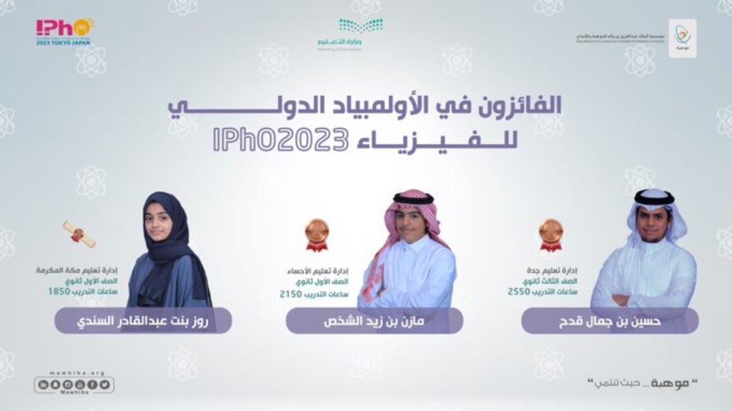3 جوائز عالمية للمملكة بأولمبياد الفيزياء