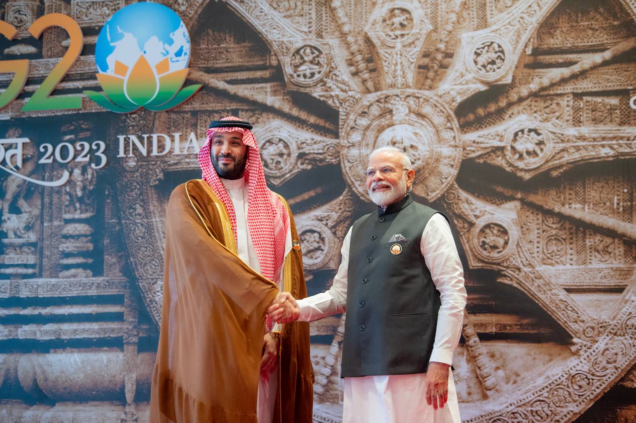 ولي العهد خلال ترؤسه وفد المملكة بقمة مجموعة العشرين في نيودلهي