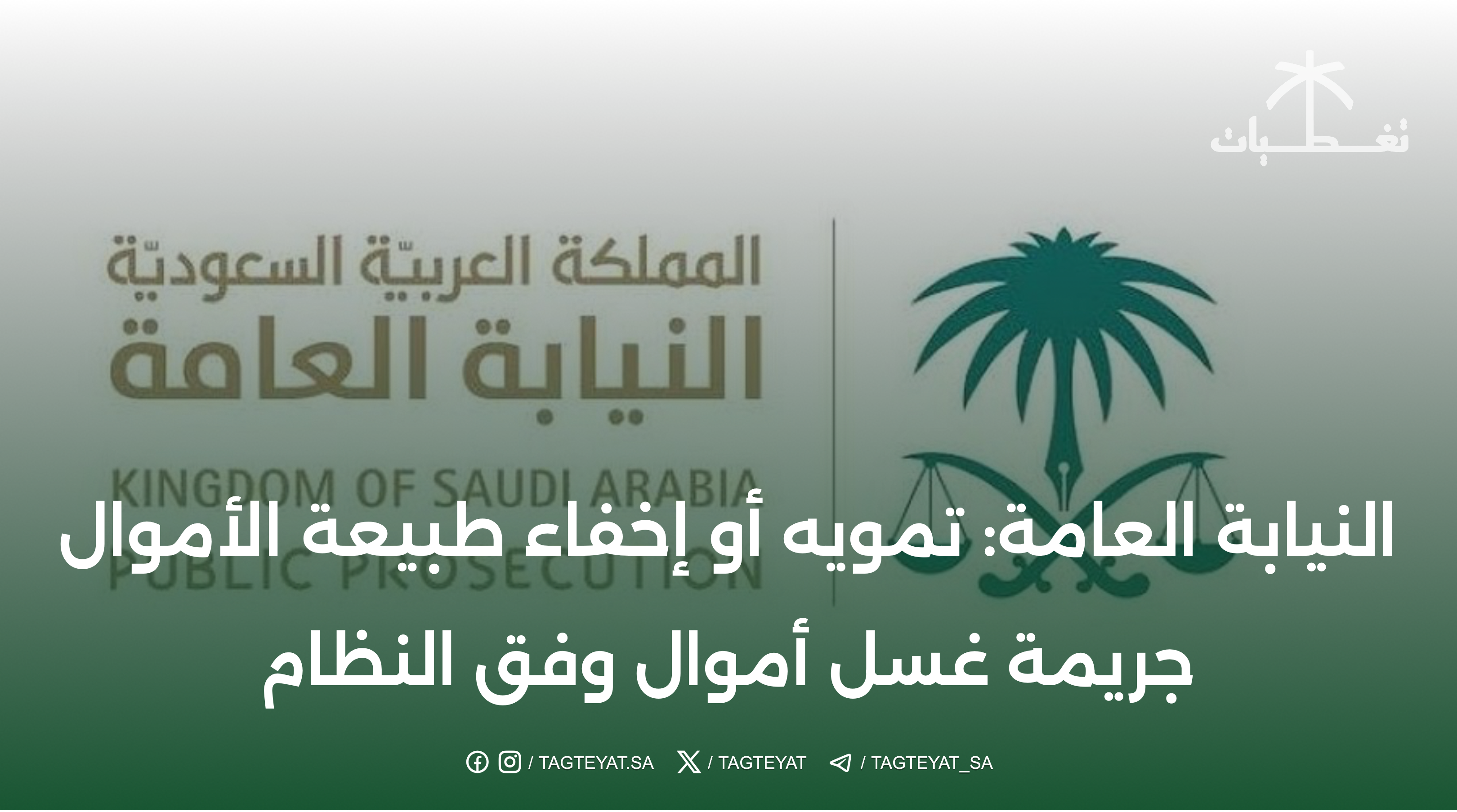 النيابة العامة: إخفاء أو تمويه طبيعة الأموال يشكل غسل أموال