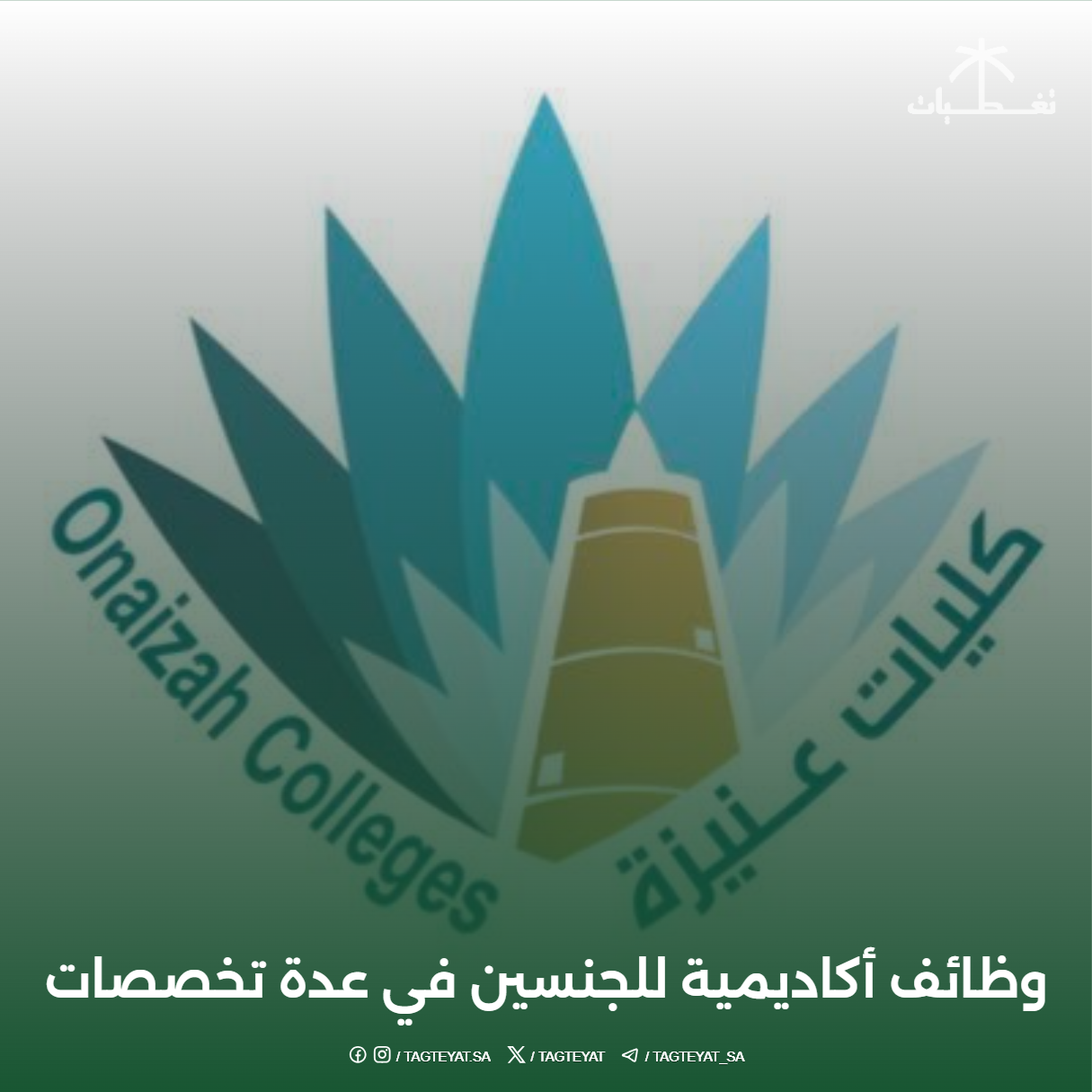 تعلن كلية التمريض بعنيزة عن توفر وظائف أكاديمية شاغرة للرجال والنساء في مختلف المجالات المهنية
